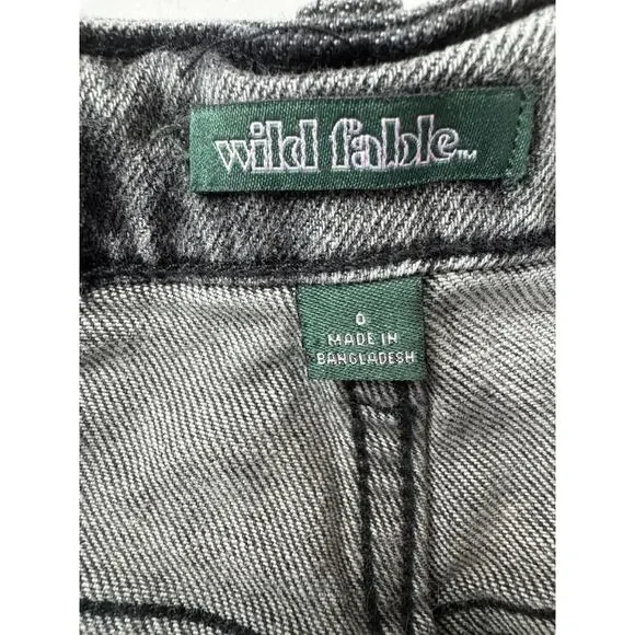 Wild Fable Super High-Rise Straight Jeans Black Grunge Button-Fly Size 0 - Picture 6 of 10